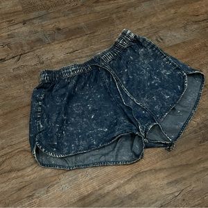 Acid Wash Denim Drawstring Shorts
